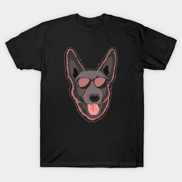 Neon Dutch Shepherd Fusion: Contemporary Canine Art T-Shirt by Dogiviate